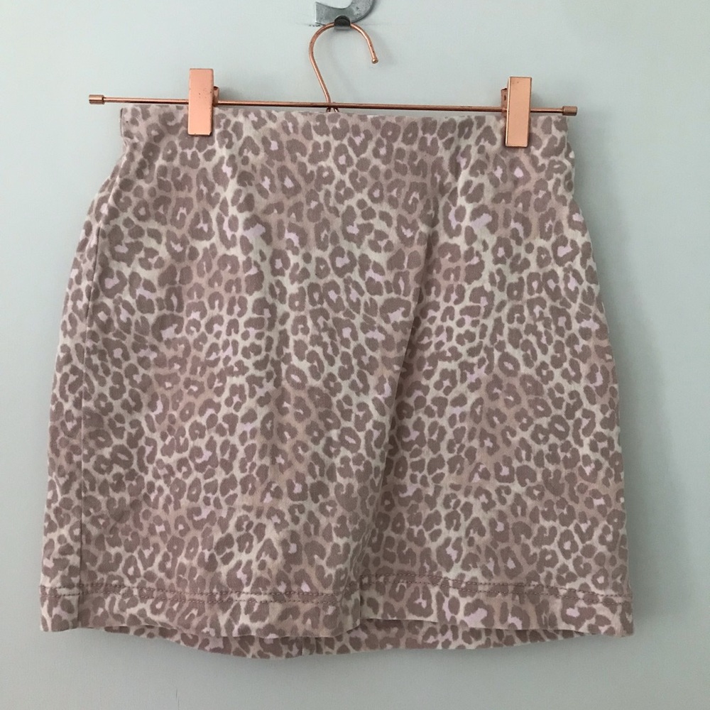 Cheetah print denim skirt